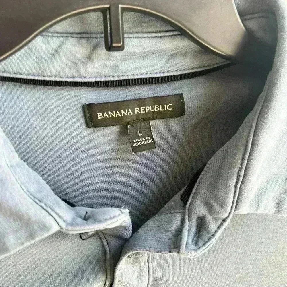 Banana Republic Blue Short Sleeve Polo Shirt Size L - Picture 2 of 3